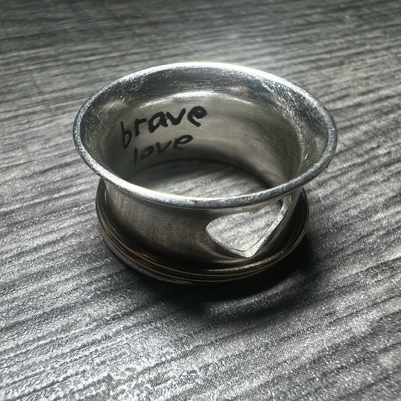 Brave Love Spinner ring Sterling silver with 10k Gold - Picture 2 of 7